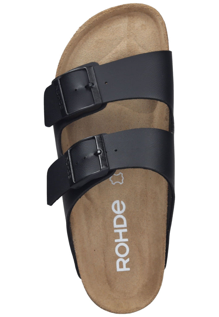 Rohde Pantoletten Lederimitat Schwarz