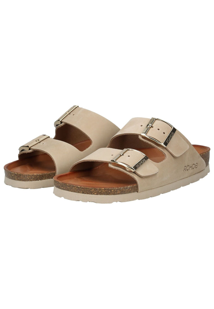 Rohde Pantoletten Nubukleder Beige