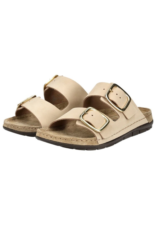 Rohde Pantoletten Nubukleder Beige