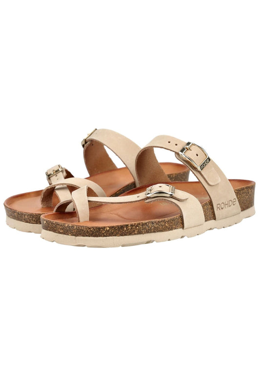 Rohde Pantoletten Nubukleder Beige