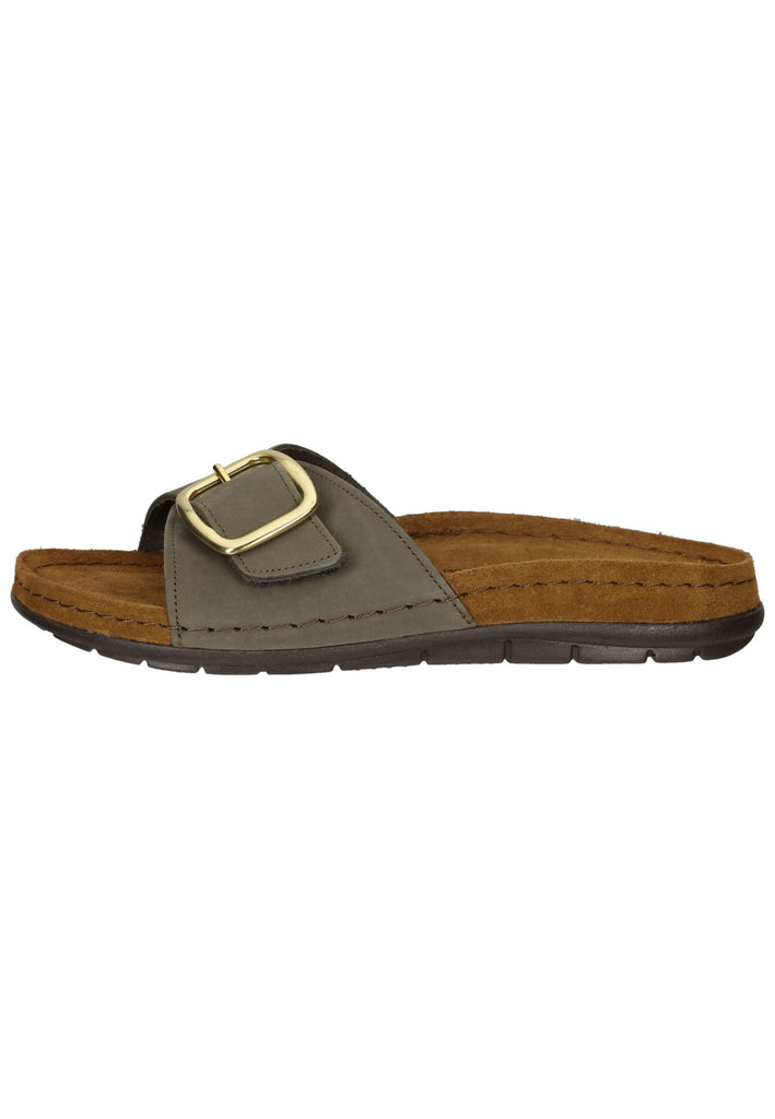 Pantoletten Rohde Hausschuhe Leder Olive