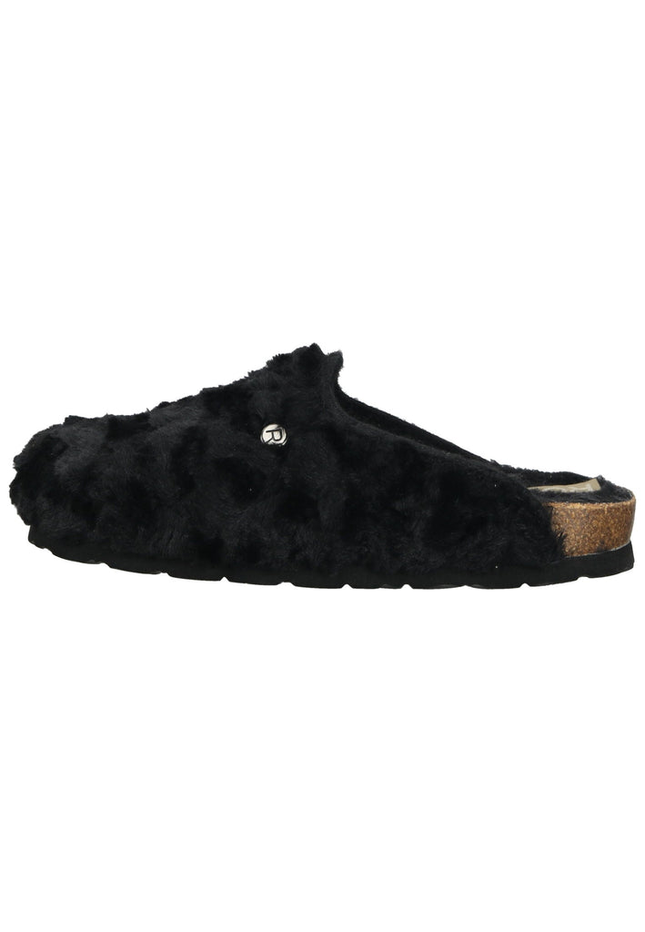Pantoletten Rohde Hausschuhe Textil Schwarz Warmfutter