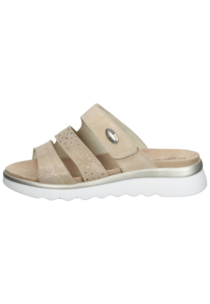Rohde Pantoletten Veloursleder Beige