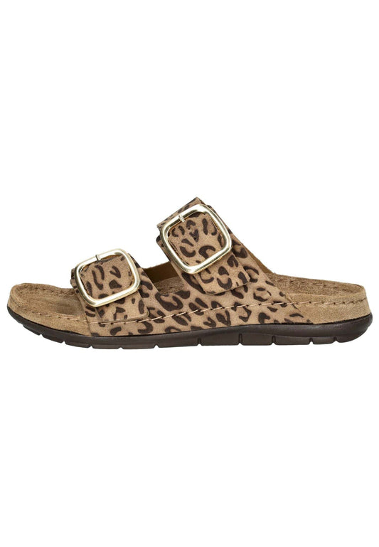 Rohde Pantoletten Veloursleder Leopard