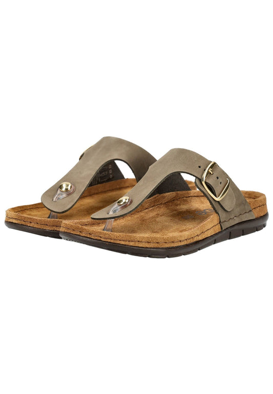 Rohde Pantoletten Veloursleder Olive