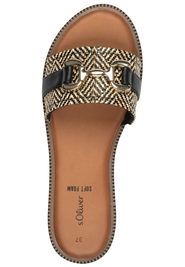 s.Oliver Pantoletten Leder/Textil Schwarz