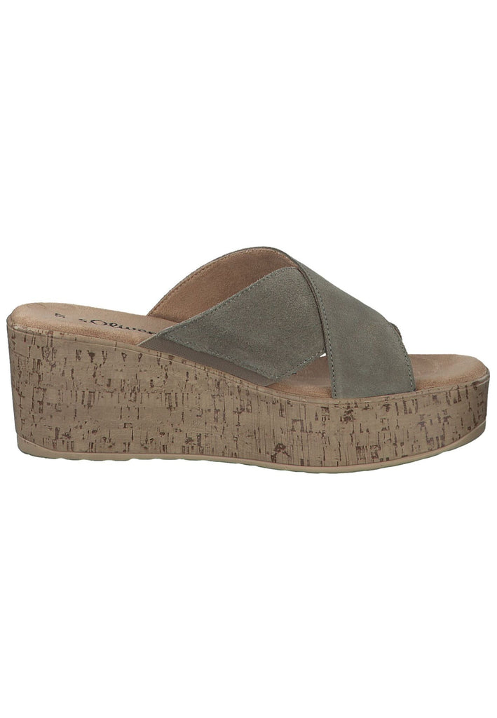 s.Oliver Pantoletten Veloursleder Pistachio