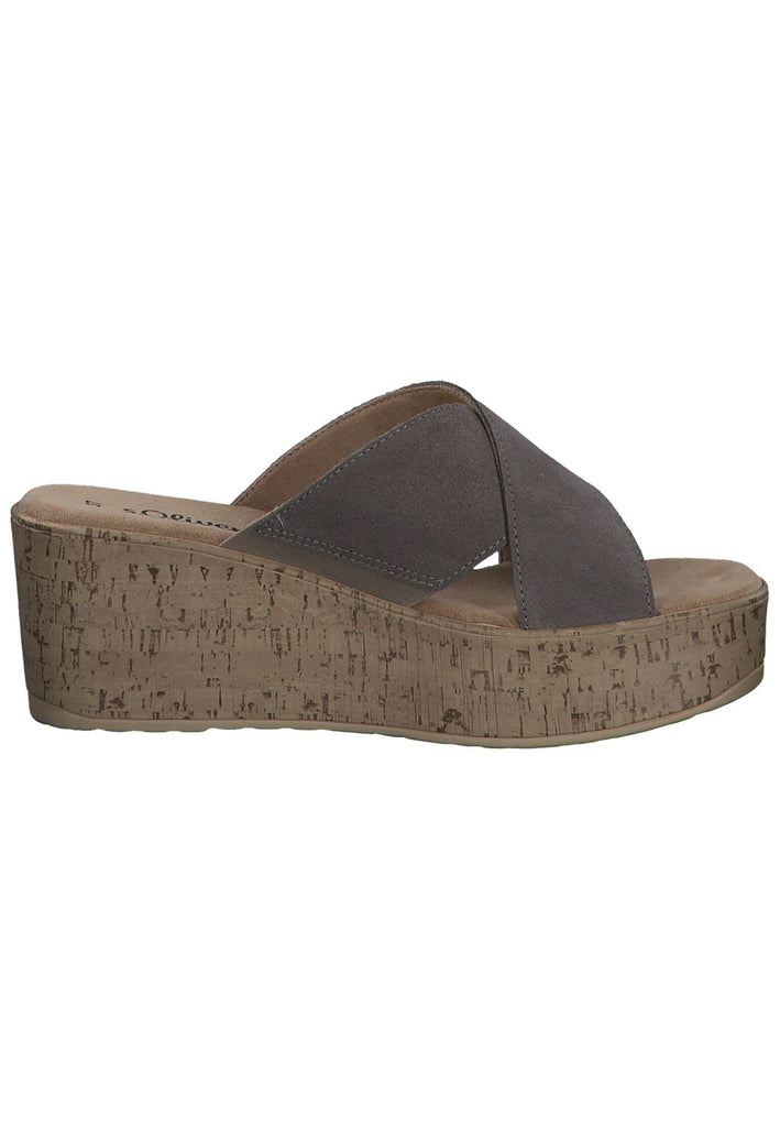 s.Oliver Pantoletten Veloursleder Taupe