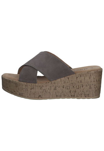 s.Oliver Pantoletten Veloursleder Taupe