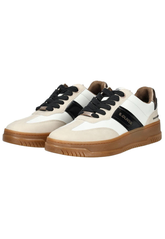 s.Oliver Sneaker Lederimitat Beige/Weiß