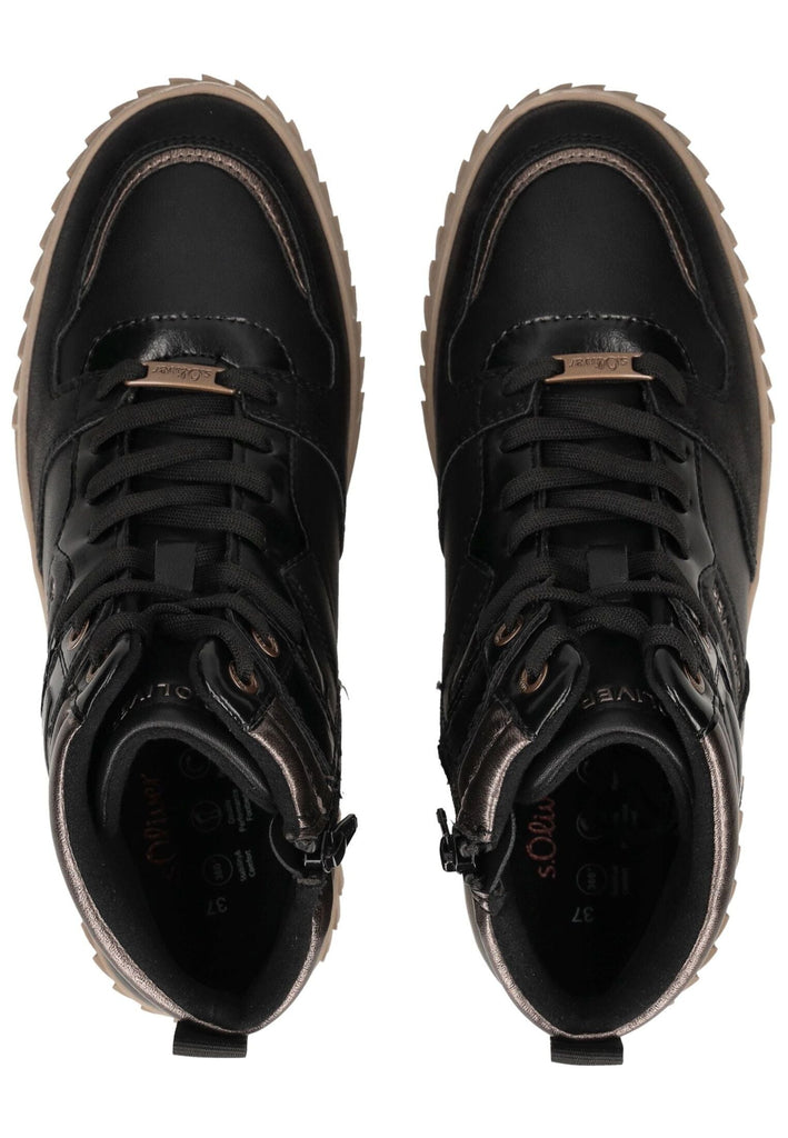 s.Oliver Sneaker Lederimitat Schwarz Kombi