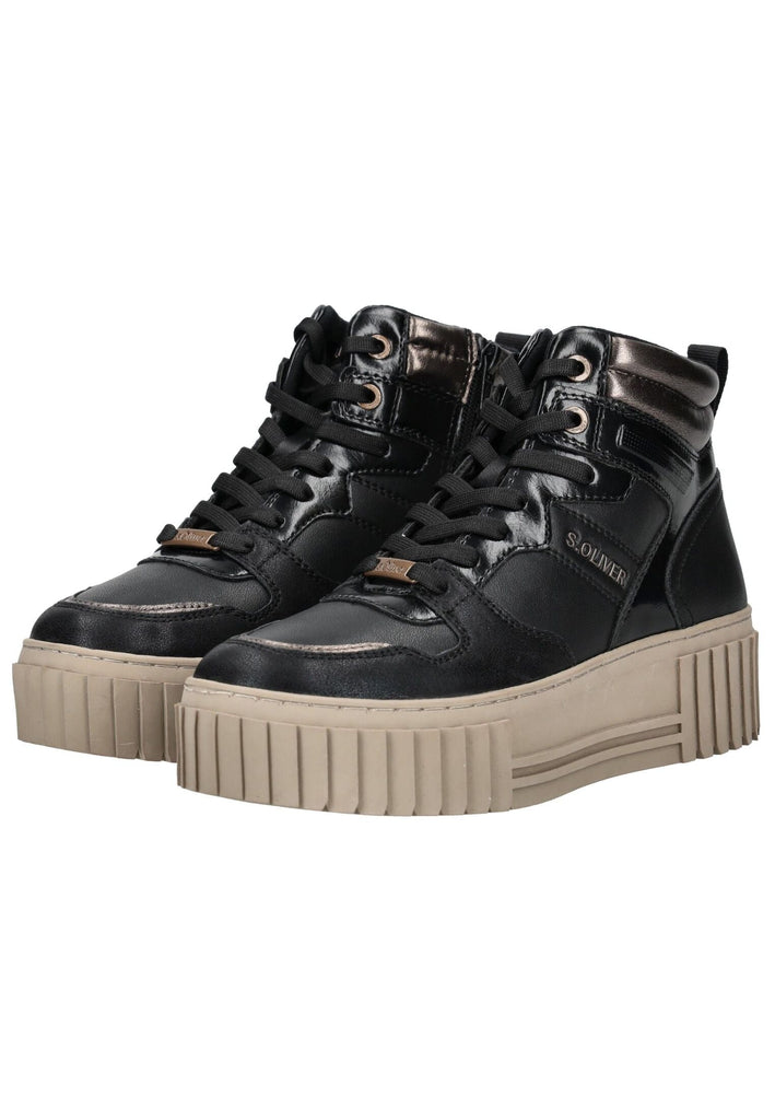 s.Oliver Sneaker Lederimitat Schwarz Kombi