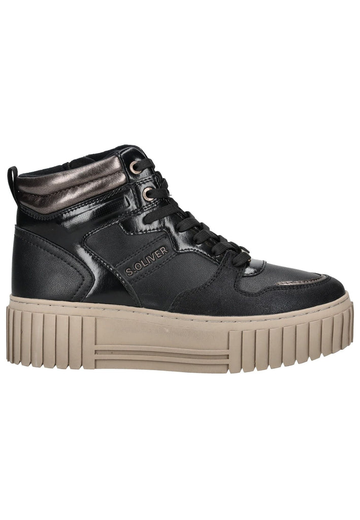 s.Oliver Sneaker Lederimitat Schwarz Kombi