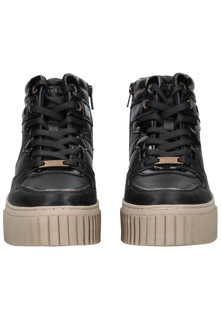 s.Oliver Sneaker Lederimitat Schwarz Kombi