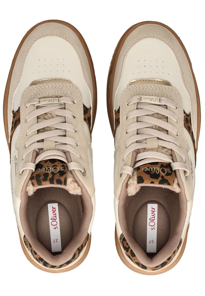 s.Oliver Sneaker Lederimitat/Textil Beige/Braun
