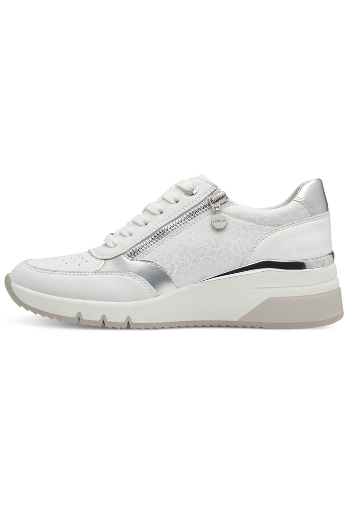Sneaker s.Oliver Sneaker Lederimitat Weiß/Silber