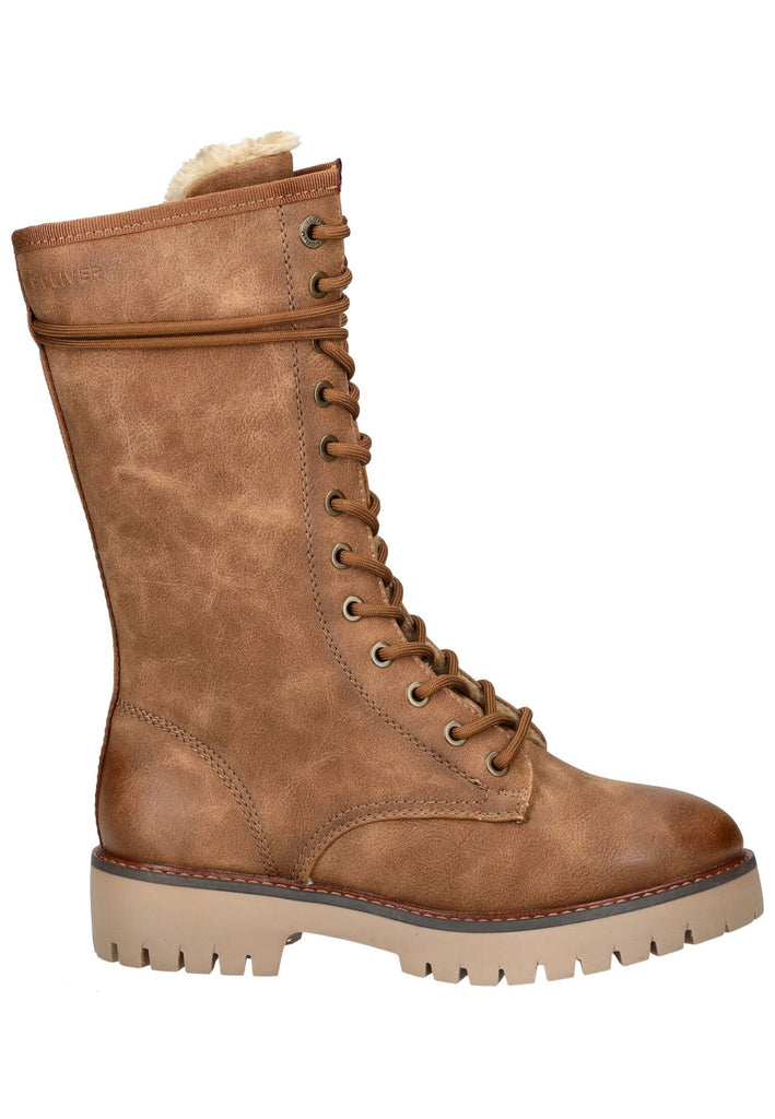 s.Oliver Stiefel Lederimitat Cognac Warmfutter