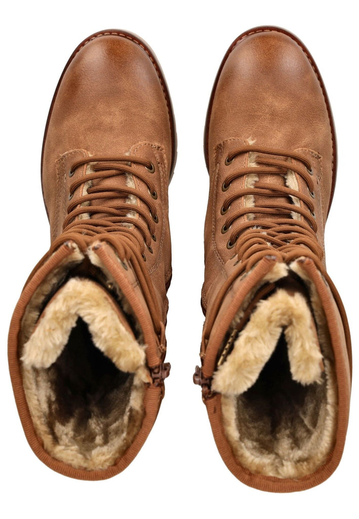 s.Oliver Stiefel Lederimitat Cognac Warmfutter