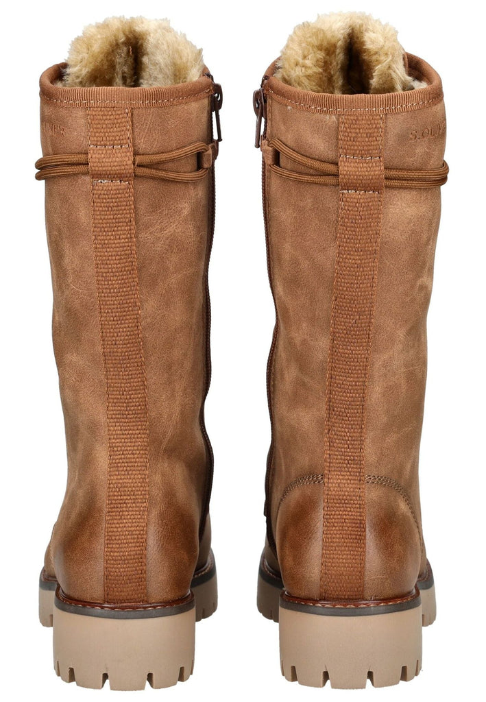 s.Oliver Stiefel Lederimitat Cognac Warmfutter