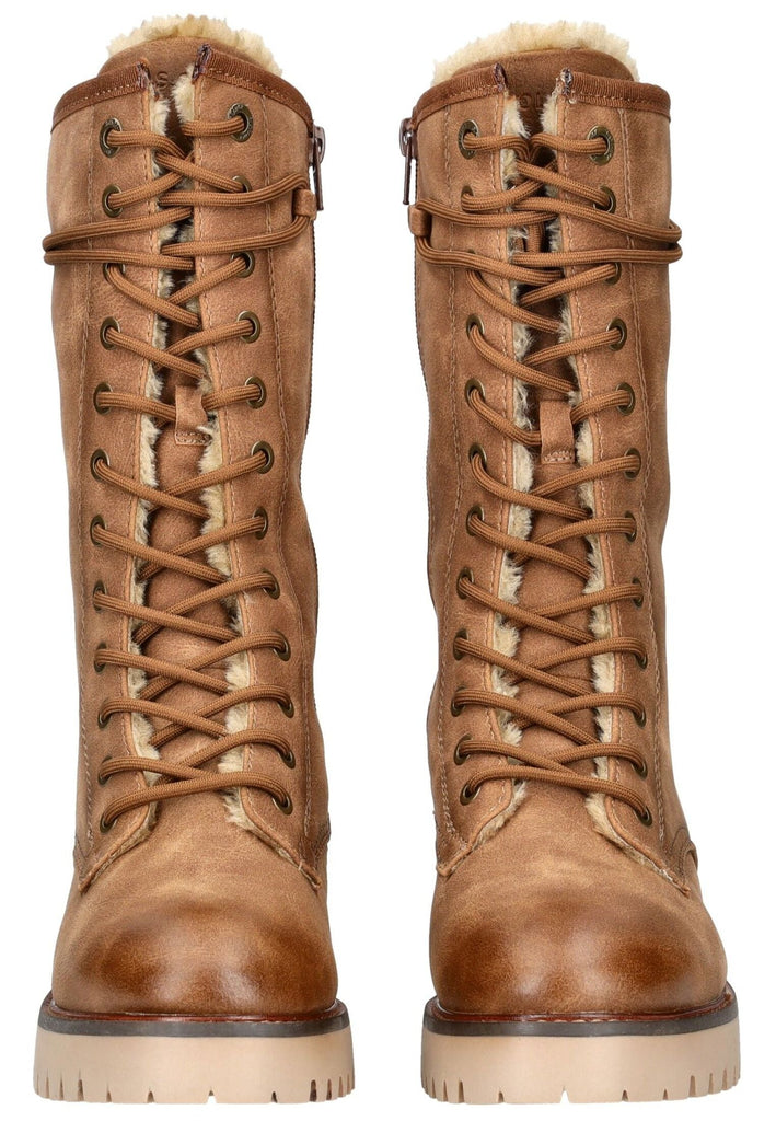 s.Oliver Stiefel Lederimitat Cognac Warmfutter