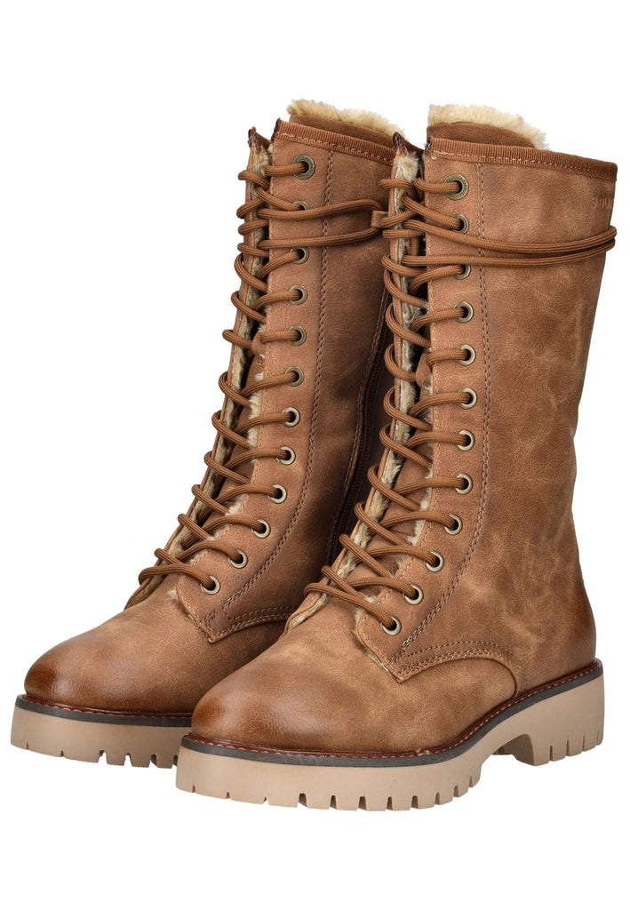 s.Oliver Stiefel Lederimitat Cognac Warmfutter