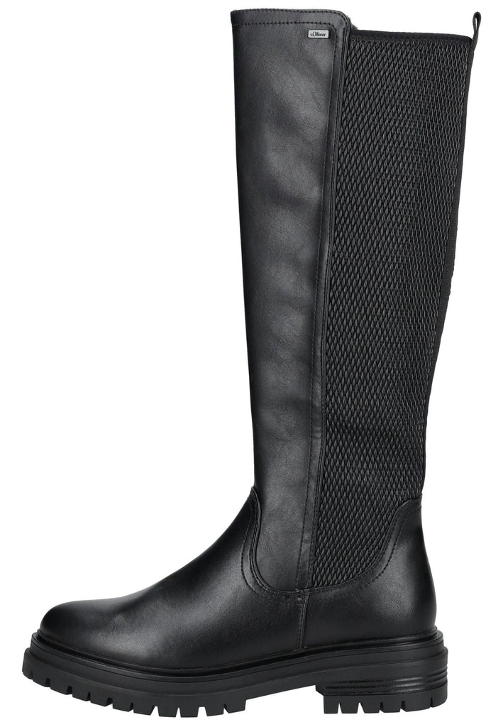 s.Oliver Stiefel Lederimitat Schwarz Warmfutter