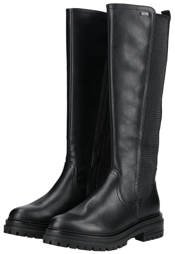 s.Oliver Stiefel Lederimitat Schwarz Warmfutter