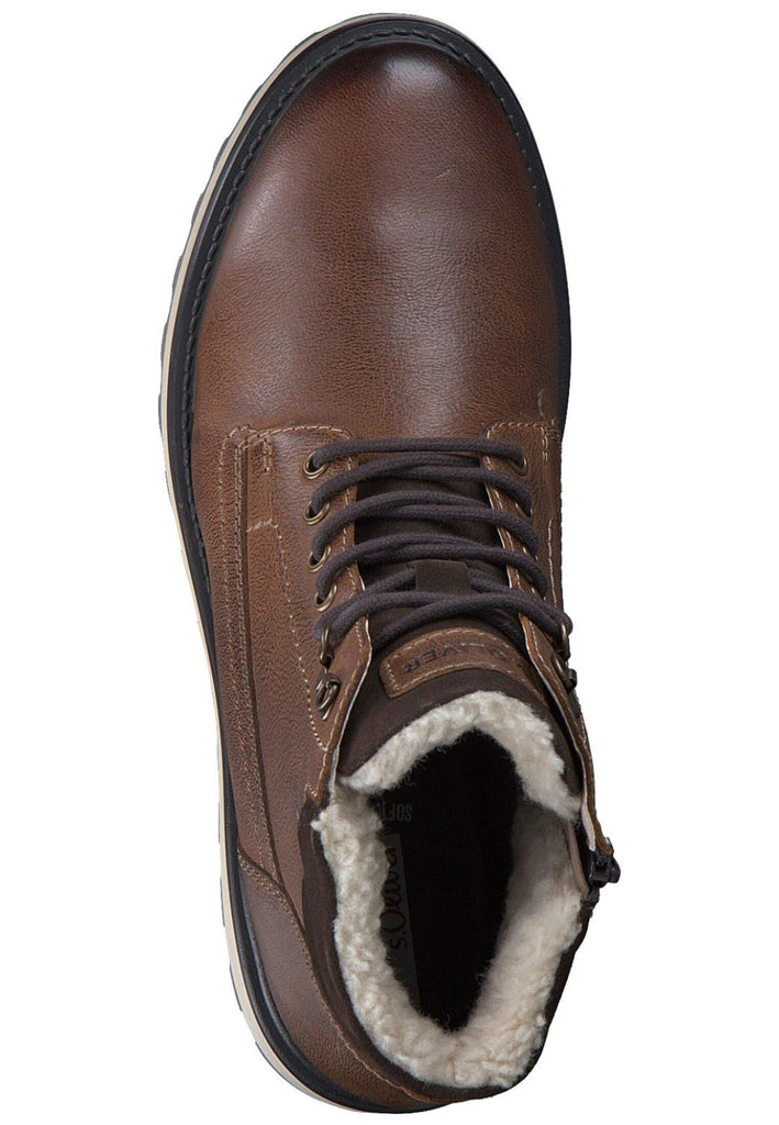 s.Oliver Stiefelette Glattleder Cognac Warmfutter