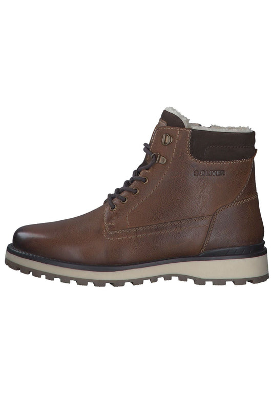 s.Oliver Stiefelette Glattleder Cognac Warmfutter