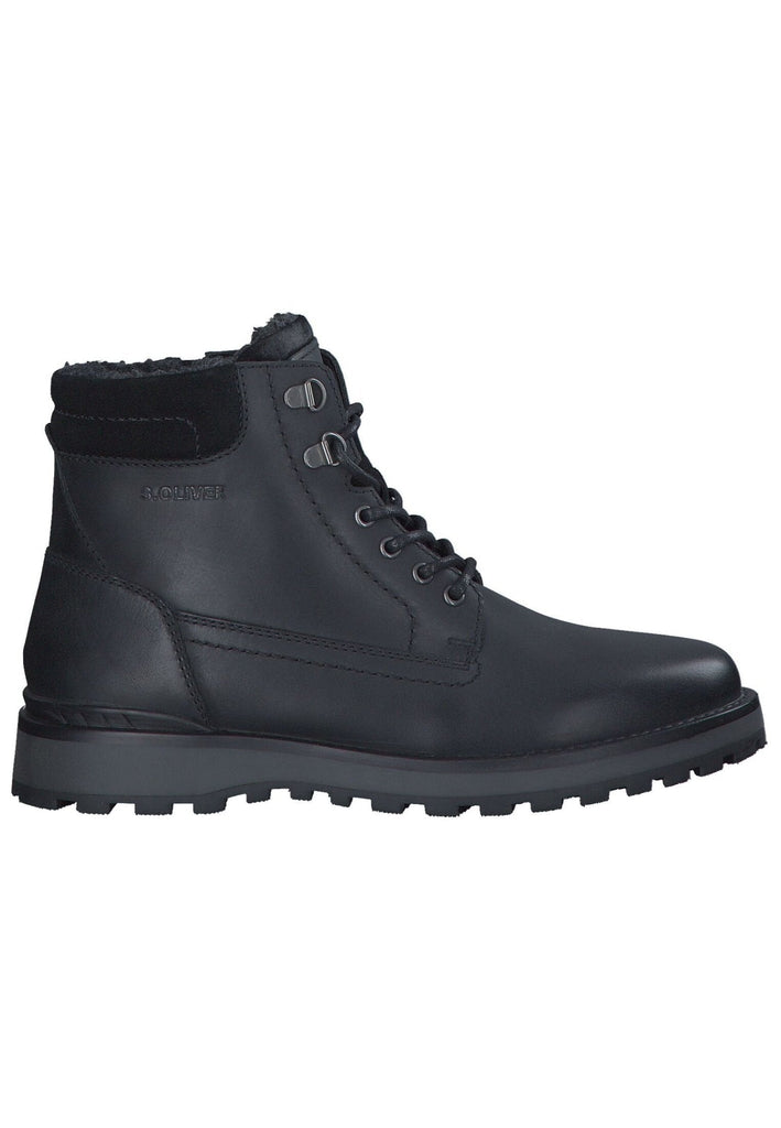 s.Oliver Stiefelette Glattleder Schwarz Warmfutter