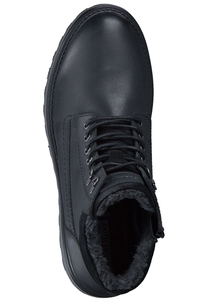 s.Oliver Stiefelette Glattleder Schwarz Warmfutter