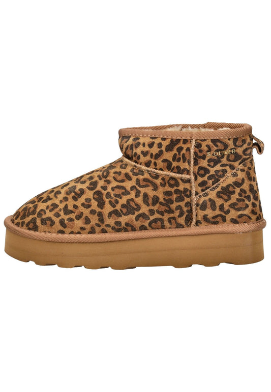 s.Oliver Stiefelette Leder Leopard Warmfutter