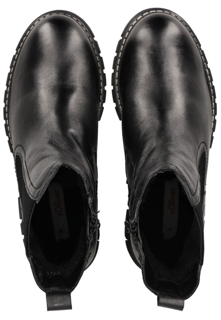 s.Oliver Stiefelette Leder/Textil Schwarz