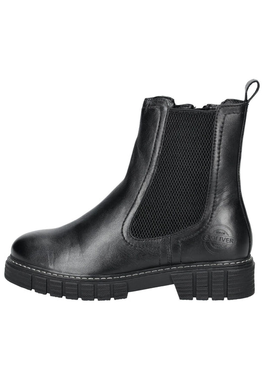 s.Oliver Stiefelette Leder/Textil Schwarz