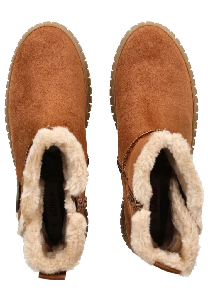 s.Oliver Stiefelette Lederimitat Cognac Warmfutter