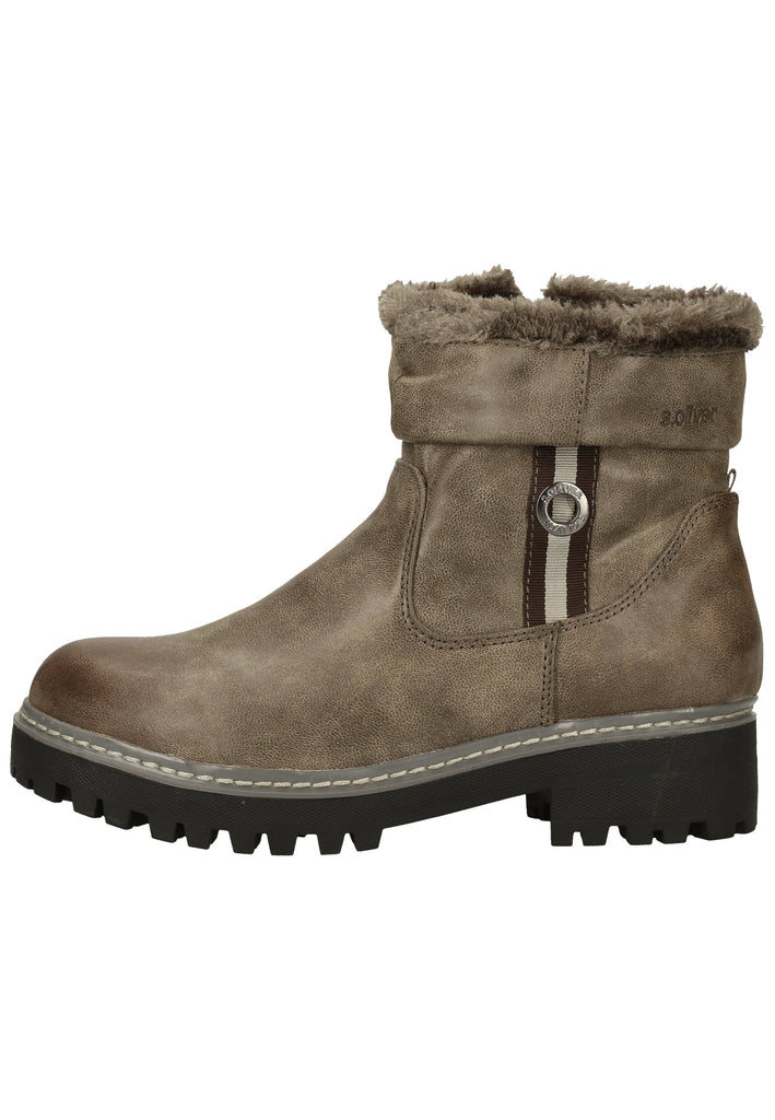 s.Oliver Stiefelette Lederimitat Dunkelgrau Warmfutter
