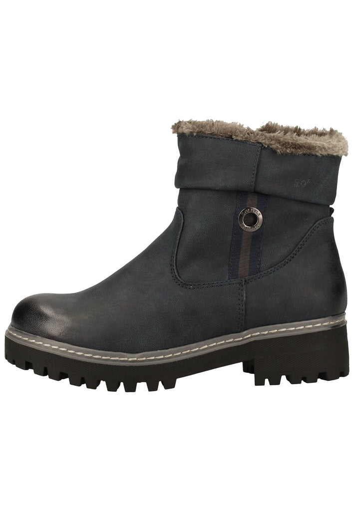 s.Oliver Stiefelette Lederimitat Navy Warmfutter