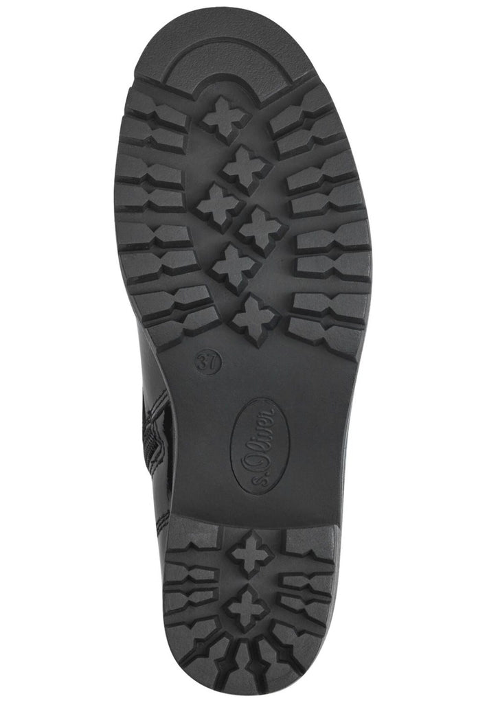 s.Oliver Stiefelette Lederimitat Schwarz Lack Warmfutter