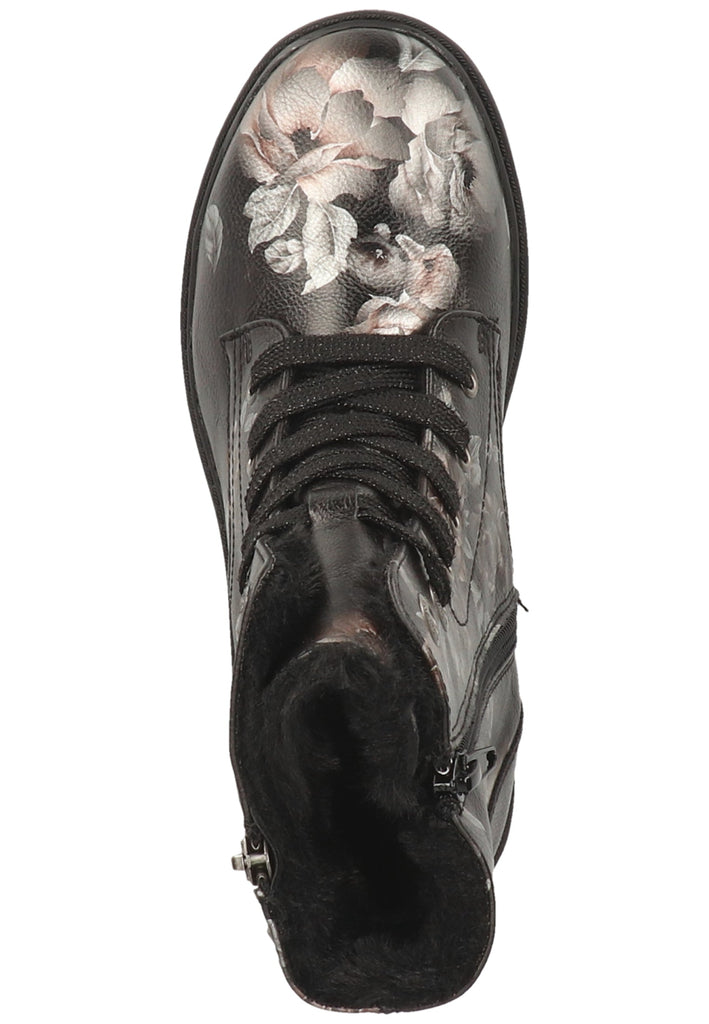 s.Oliver Stiefelette Lederimitat Schwarz/Silber Warmfutter