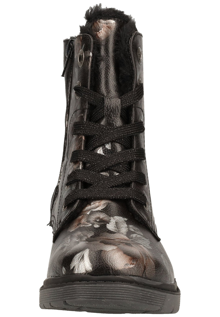 s.Oliver Stiefelette Lederimitat Schwarz/Silber Warmfutter