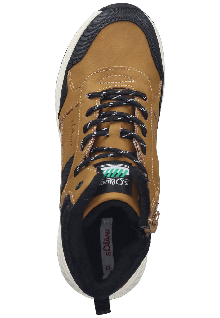 s.Oliver Stiefelette Lederimitat/Textil Camel