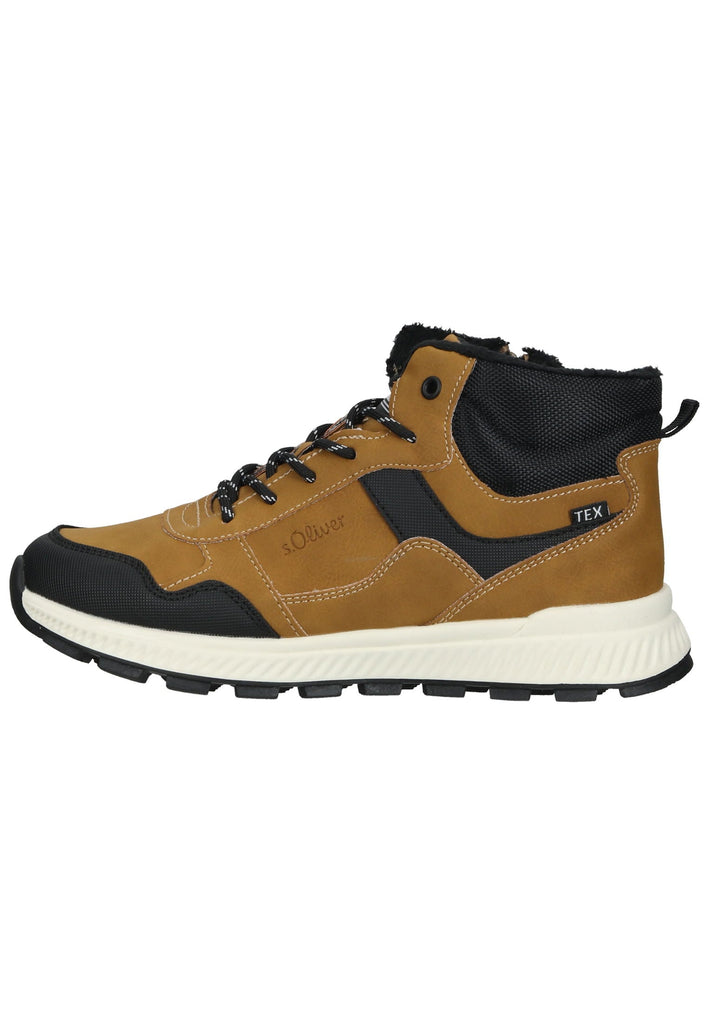 s.Oliver Stiefelette Lederimitat/Textil Camel