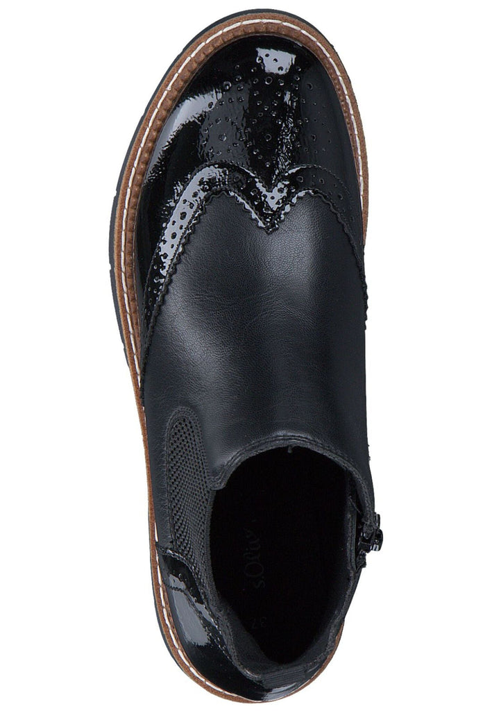 s.Oliver Stiefelette Lederimitat/Textil Schwarz Kombi