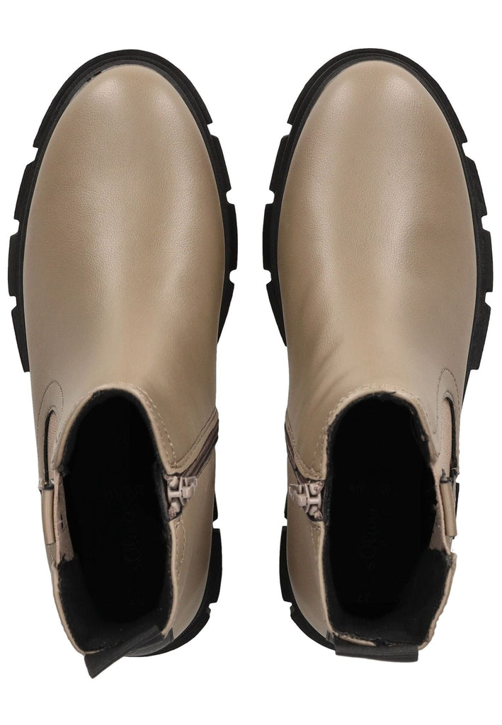 s.Oliver Stiefelette Lederimitat/Textil Taupe