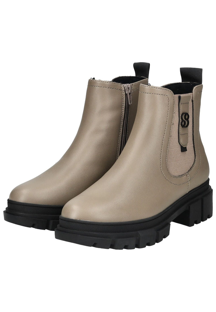 s.Oliver Stiefelette Lederimitat/Textil Taupe