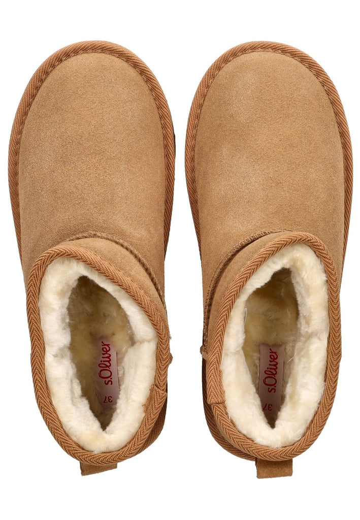 s.Oliver Stiefelette Veloursleder Cognac Warmfutter