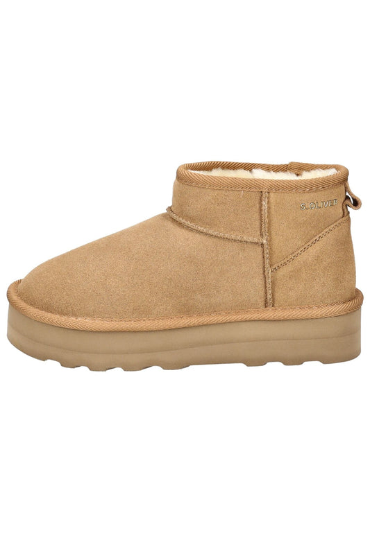 s.Oliver Stiefelette Veloursleder Cognac Warmfutter