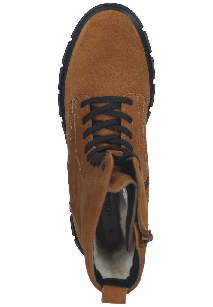 s.Oliver Stiefelette Veloursleder Cognac Warmfutter