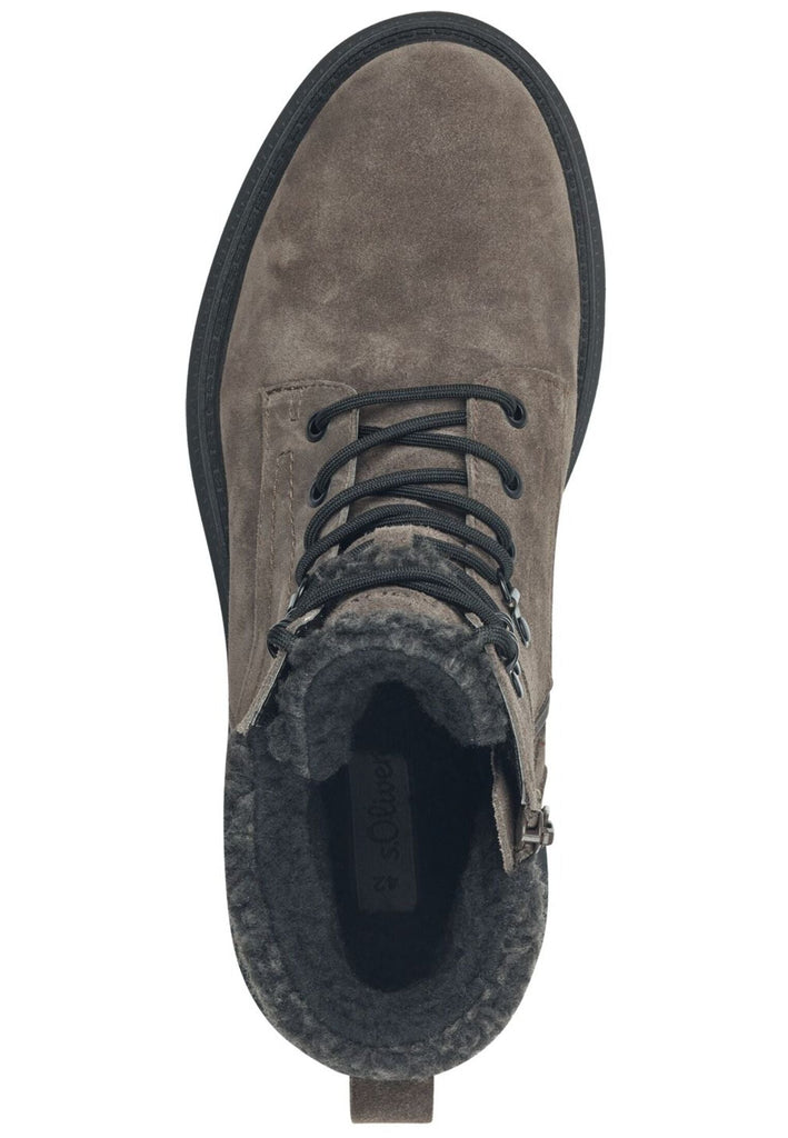 s.Oliver Stiefelette Veloursleder Taupe Warmfutter