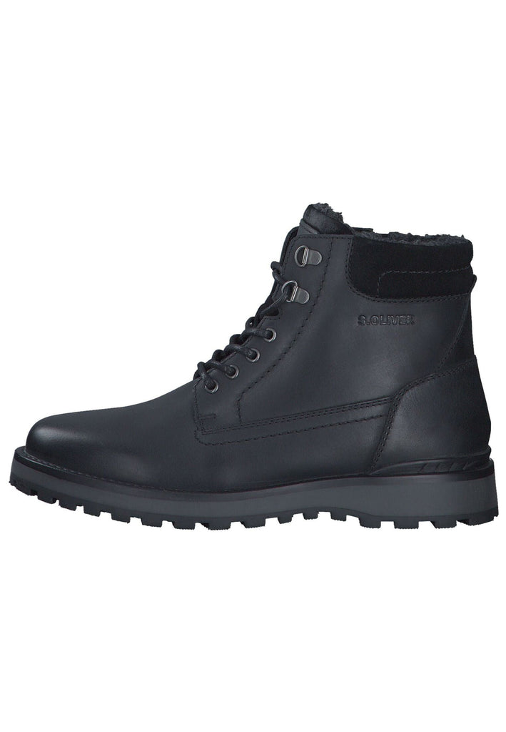 Stiefeletten s.Oliver Stiefelette Glattleder Schwarz Warmfutter
